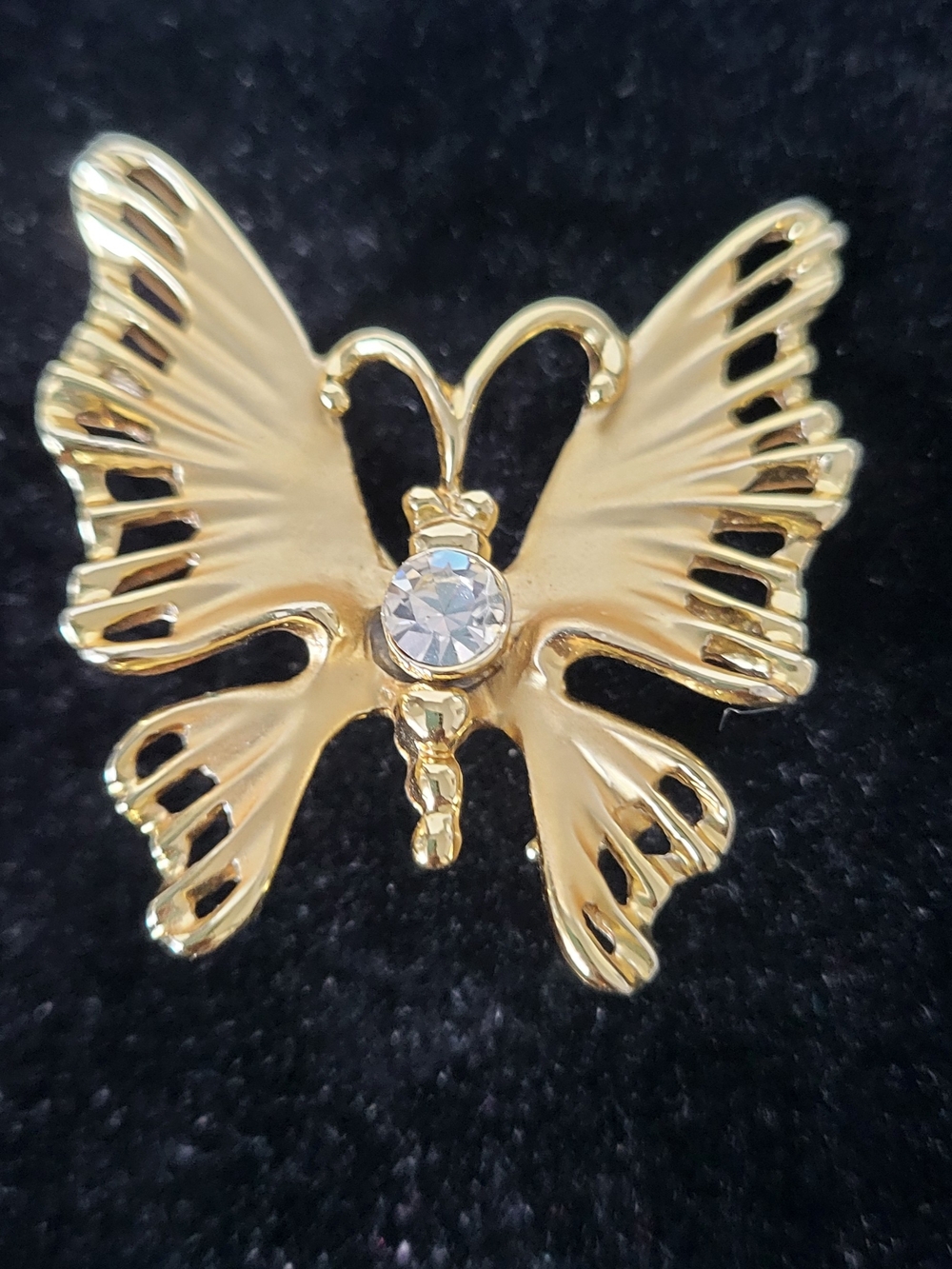 VTG LOUIS GIUSTI  High Polish Butterfly Brooch with Crystal Accent